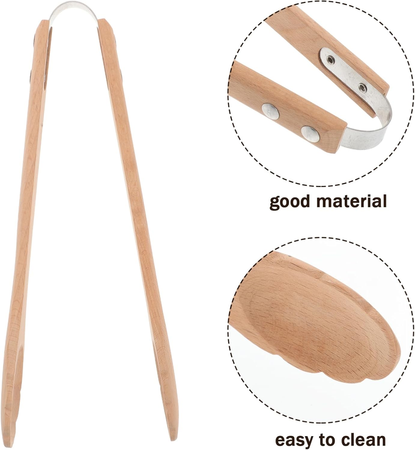 SOLUSTRE Cooking Tongs Natural Wood Heat-Resistant Food Serving Tongs for Kitchen Grilling Accessories image number 3