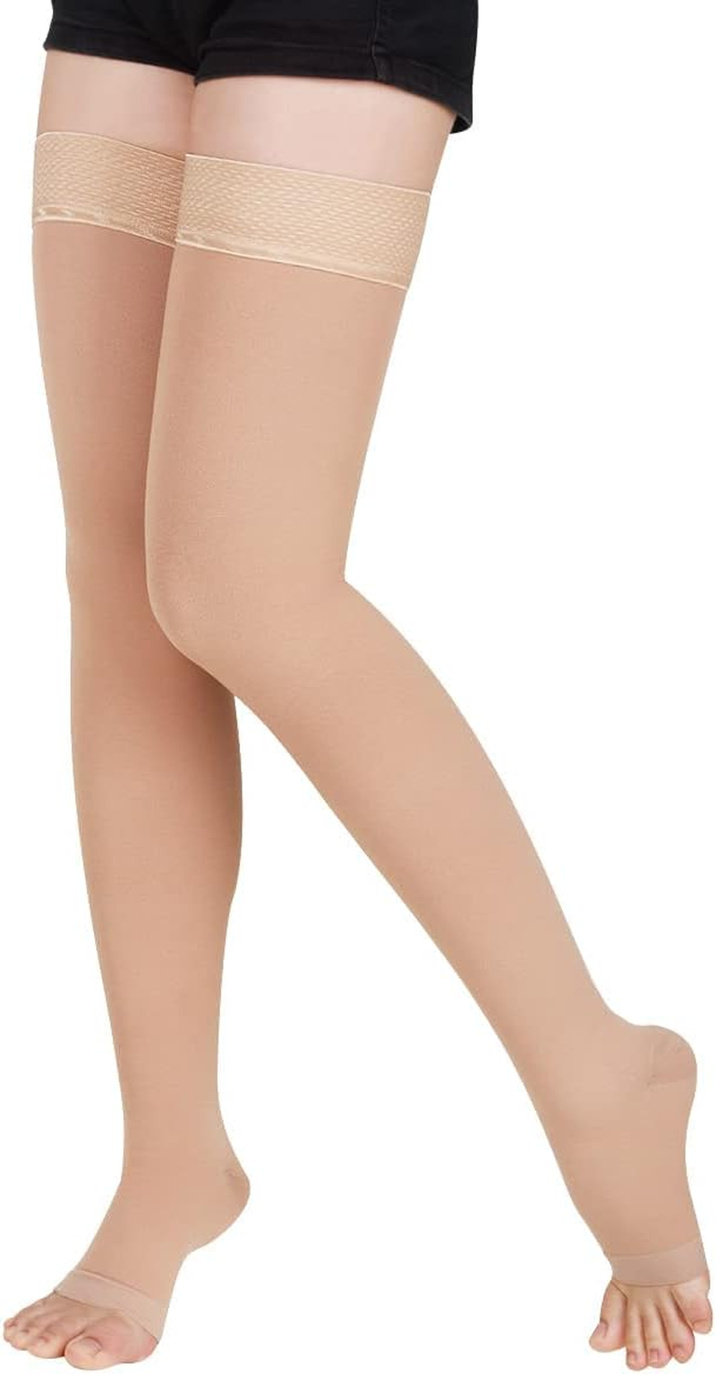 Medical Thigh High Compression Stockings Socks 15-20 Mmhg for Women & Men Firm Suppport Circulation with Silicone Dot Band