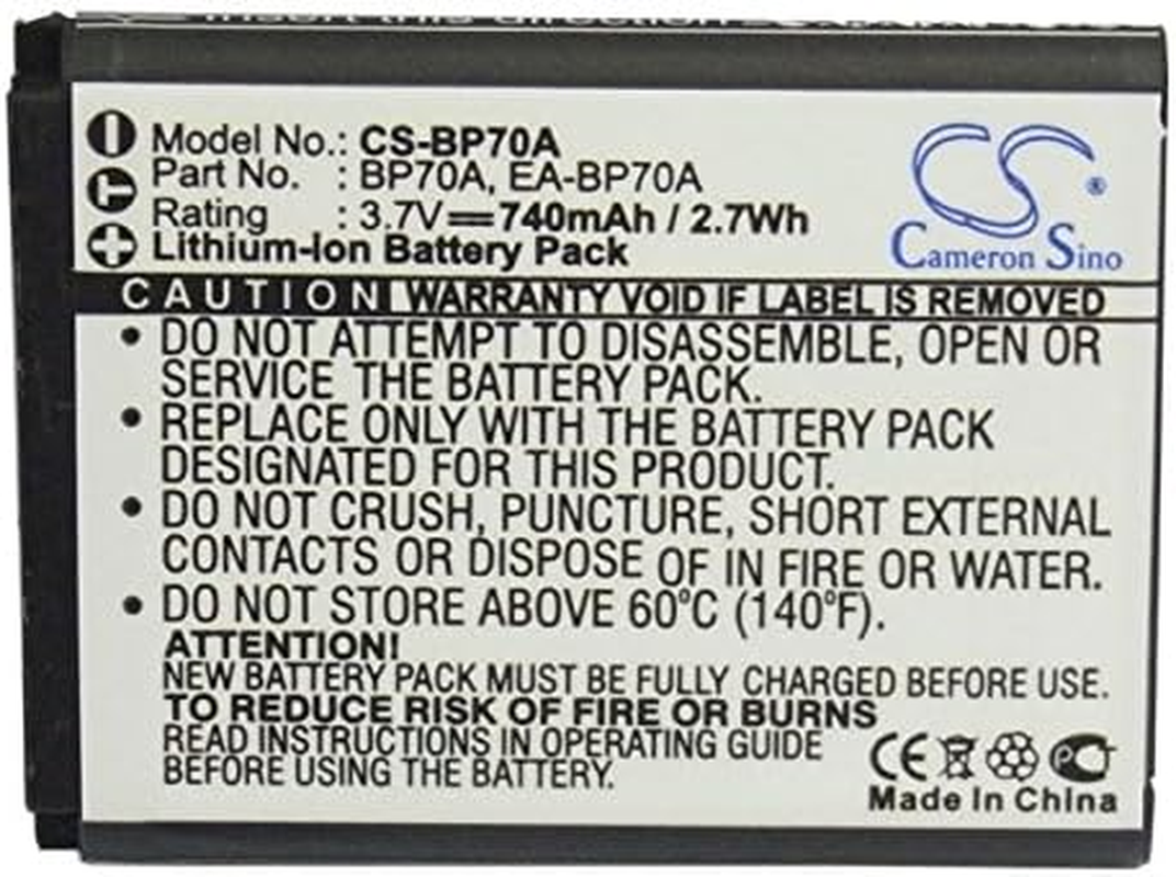 NDUSSF Battery Replacement for Samsung ST77, ST78, ST79, ST80, ST88, ST89, ST90, ST91, ST93, ST94, Part No: BP-70A, BP-70EP, EA-BP70A, SLB-70A 3.7V image number 1