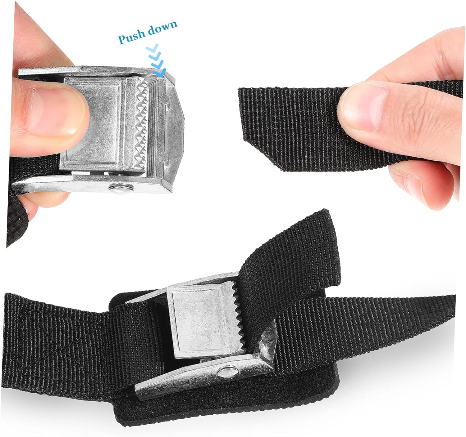 WHAMVOX 6 Pcs Nylon Webbing Packing Straps 25Mm X 3M with White Zinc Buckles, Adjustable Cargo Tie Straps for Luggage, Travel Gear, and Industrial Securing Applications image number 4