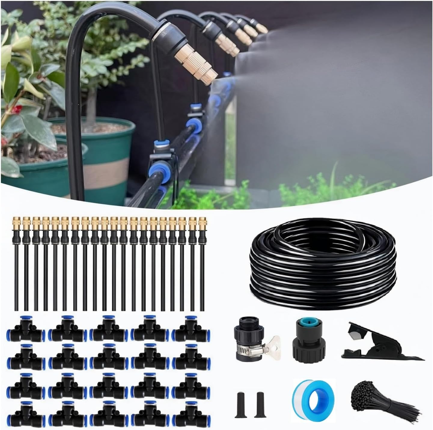 New Drip Irrigation System,Automatic Irrigation System with Replaceable 360-Degree Bending Dropper,Adjustable Atomizing Copper Nozzle for Watering System Garden Plants.(Automatic Timer) image number 5