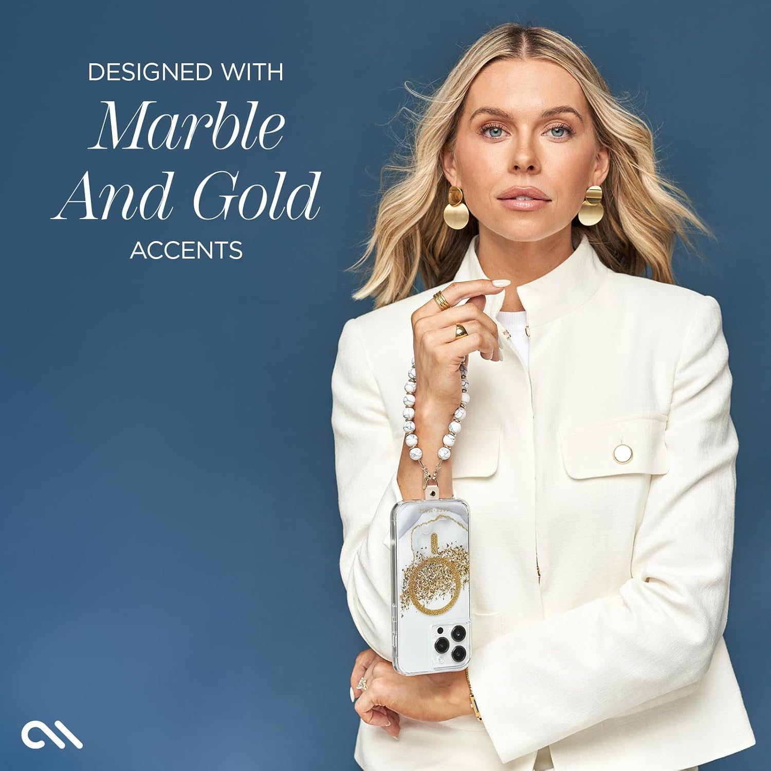 Case-Mate Karat Marble Magsafe Cover for Iphone 15 Pro, White/Gold image number 3