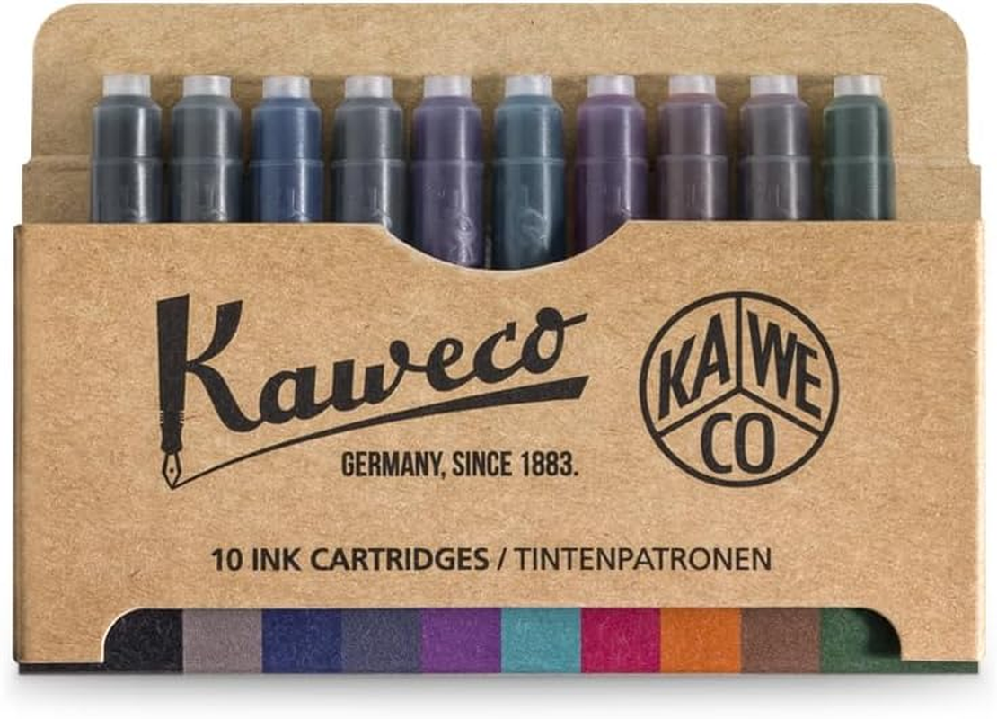 Kaweco Fountain Pen 10-Pack Ink Cartridges in Kaweco Colours for Cartridge Fountain Pens with Short Standard Cartridges | Set of 10 Fountain Pen Ink Cartridges | Ink Set in Multiple Colours