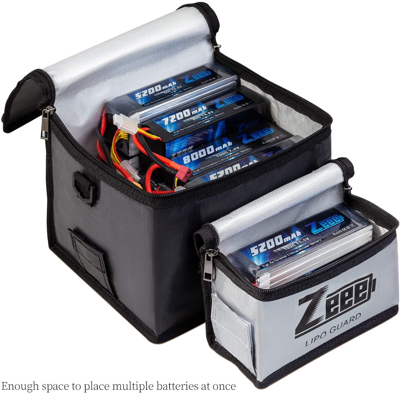 Zeee Lipo Bag Fireproof Battery Safe Bag Explosionproof Bag Lipo Battery Storage Guard Safe Pouch for Charge and Storage (2 Pack)