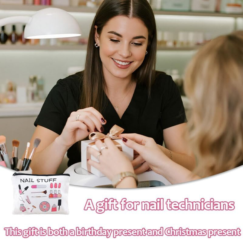 Makeup Cosmetic Bag Nail Stuff Pouch for Women Girls Christmas Birthday Gifts for Sister Niece Grandaughter Canvas Travel Bags Nail Technician Presents for Best Friends - Multicolor image number 7