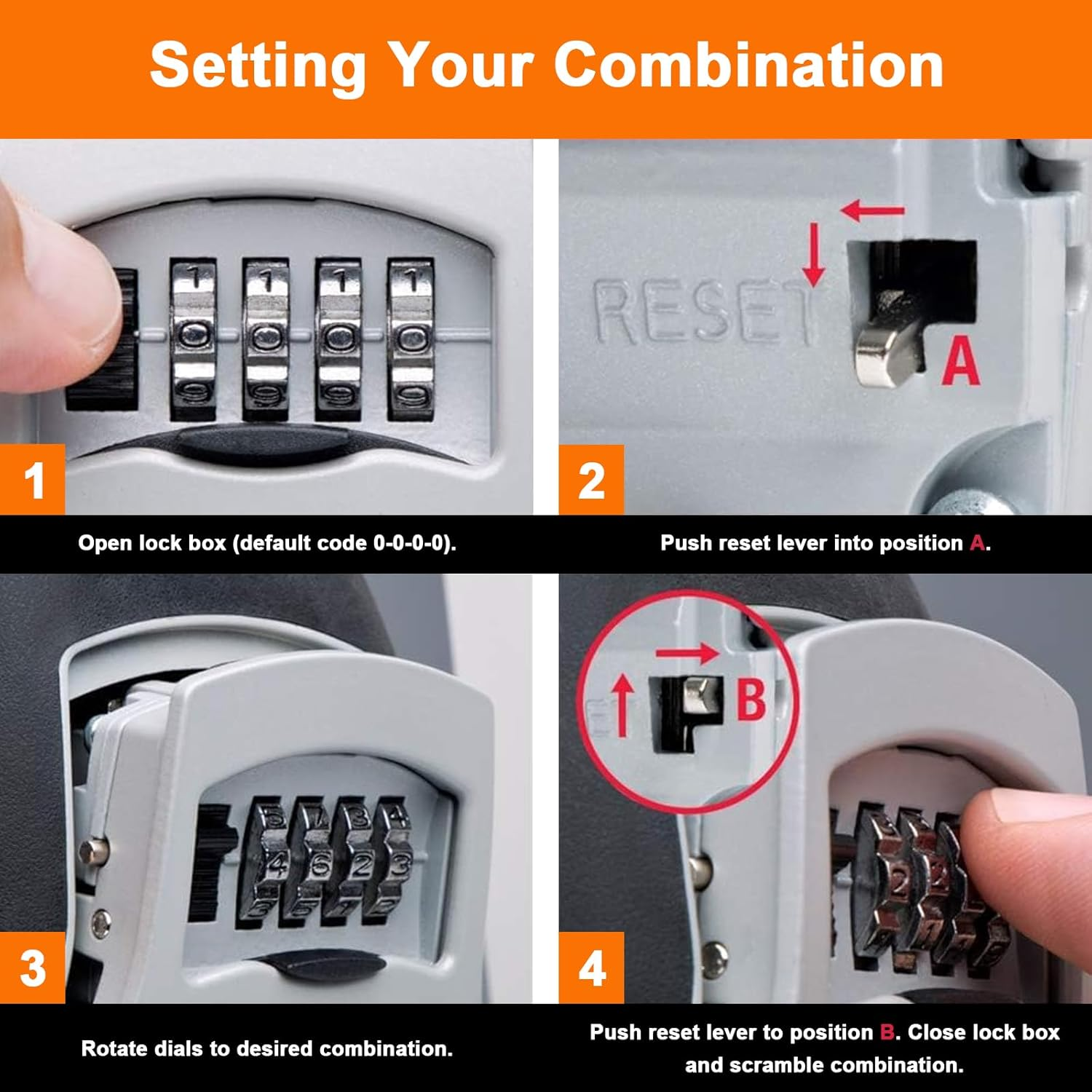 Key Lock Box outside with 4-Digit Combination Code Wall Mounted Heavy-Duty Key Lock Holder, Weatherproof Outdoor Hide-A-Key Box for Home, Car, Office (Universal Fit) image number 4