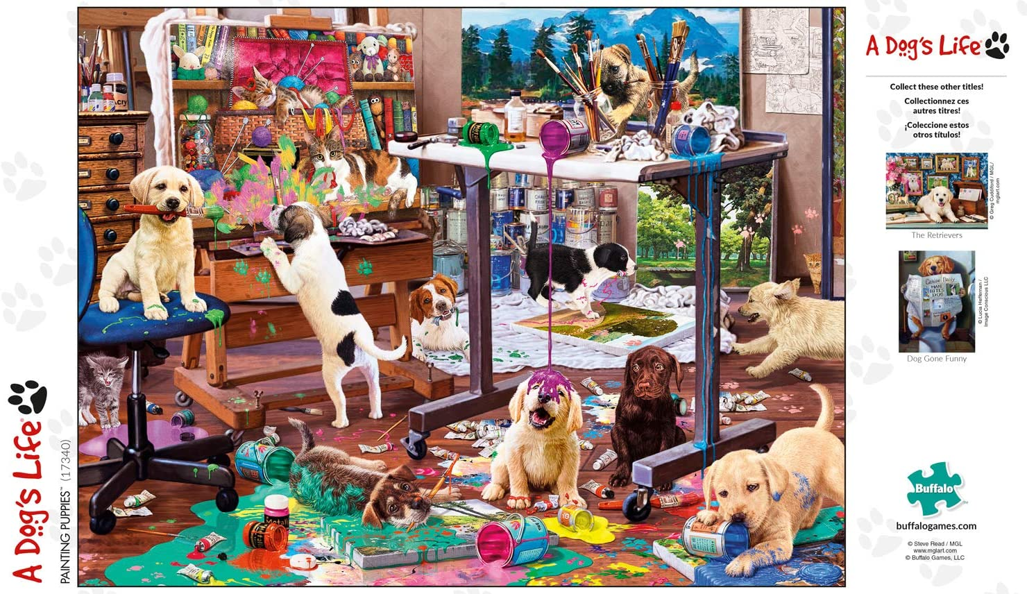 Buffalo Games - Painting Puppies - 750 Piece Jigsaw Puzzle image number 5