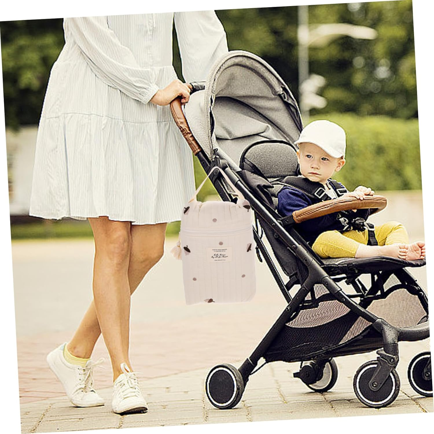 Portable Diaper Bag Tote Nappy Changing Bag for Mom Stroller Hanging Storage image number 5