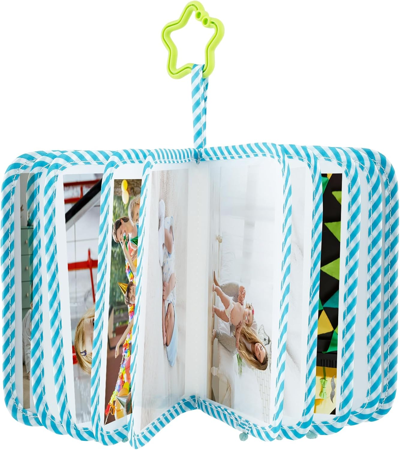 Soft Cloth Photo Book - Cloth My First Photo Book Free Illustration Baby Photo Album with Plastic Star Hook inside Smooth Page First Year Memory Album Safe Photo Album for Baby (Green)