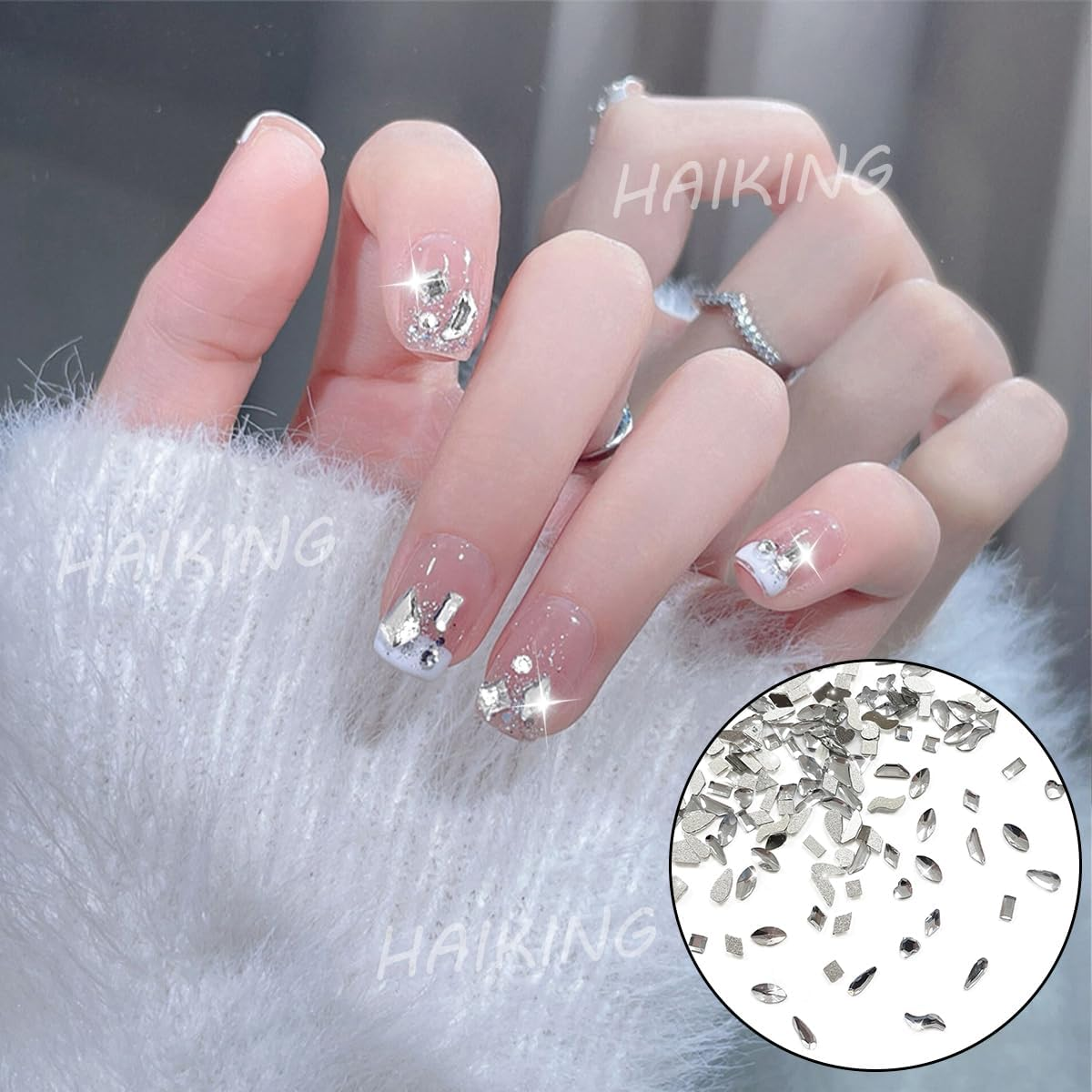 Nail Art Rhinestones Kit, 200 PCS Mini Plastic Clear Flat Back Nail Diamonds for Nail Decoration, DIY Jewel Charms (Various Shapes) image number 4