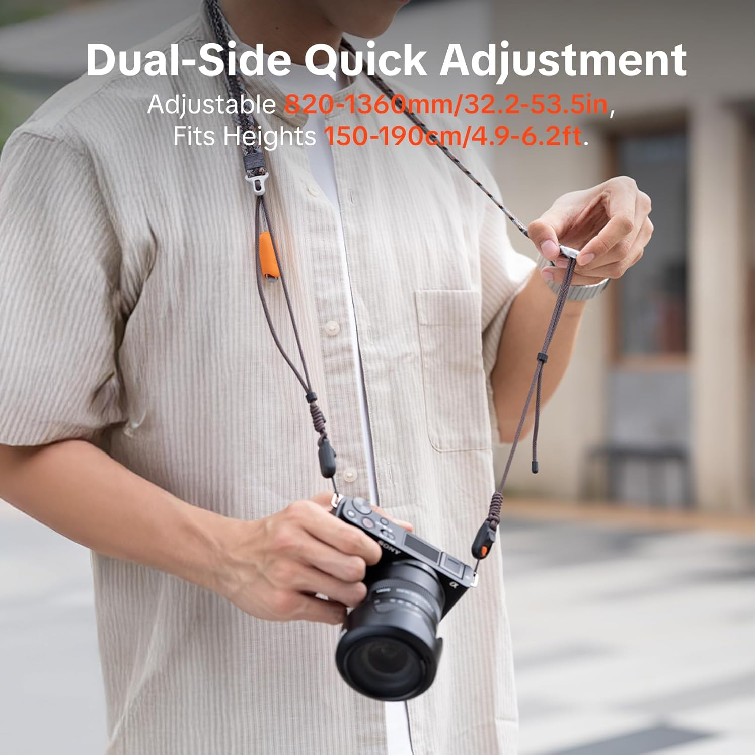 PGYTECH Camera Strap Slim for Mirrorless - Leather Harness Quick Release Adjustable Camera Neck Shoulder Strap for Compact Instant Camera and Smartphone (Trendy, Lilac Purple) image number 5