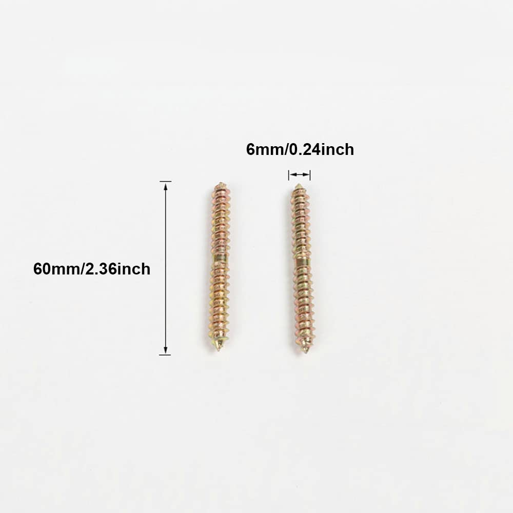 10Pcs M6/M8 Double Head Ended Wood to Wood Screws, 50 / 60 / 80Mm Self-Tapping Thread Bolts for Furniture Fixing Dowel 5 Sizes for Choose image number 5