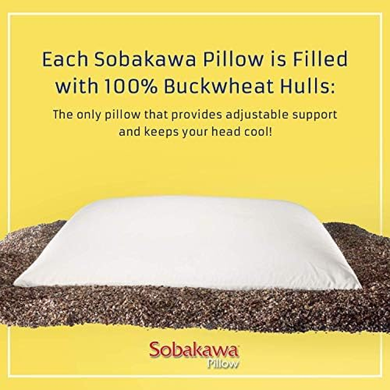 Sobakawa Traditional Buckwheat Standard Size Pillow Organic Cotton with Natural Technology for Cool Sleep, Neck Support for Back and Side Sleepers or as a Meditation Cushion,White