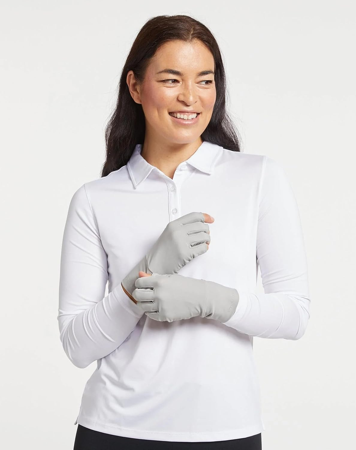 Solbari Unisex Fingerless Driving Gloves UPF 50+ Sun Protection, Lightweight & Breathable UV Shield for Hands, Commuting, Travel & Outdoor Activities - Light Grey - Small image number 1