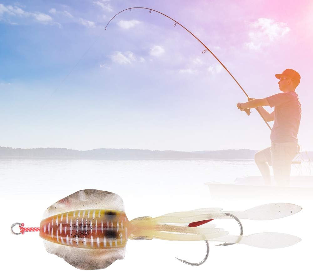 Fishing Lures, Soft Luminous Fishing Bait Squid Jig Fishing Tackle Octopus Squid Lure Fishing Tackle Accessory for Saltwater Ocean Fishing image number 2