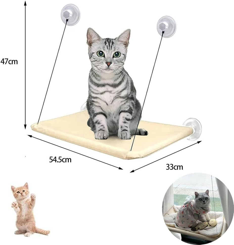 Cat Hammock Window Reinforced Cat Window Seat with Suction Cup Window Lounger for Cats for Sunbathing Pet Bed Large Cats up to 15 Kg image number 4