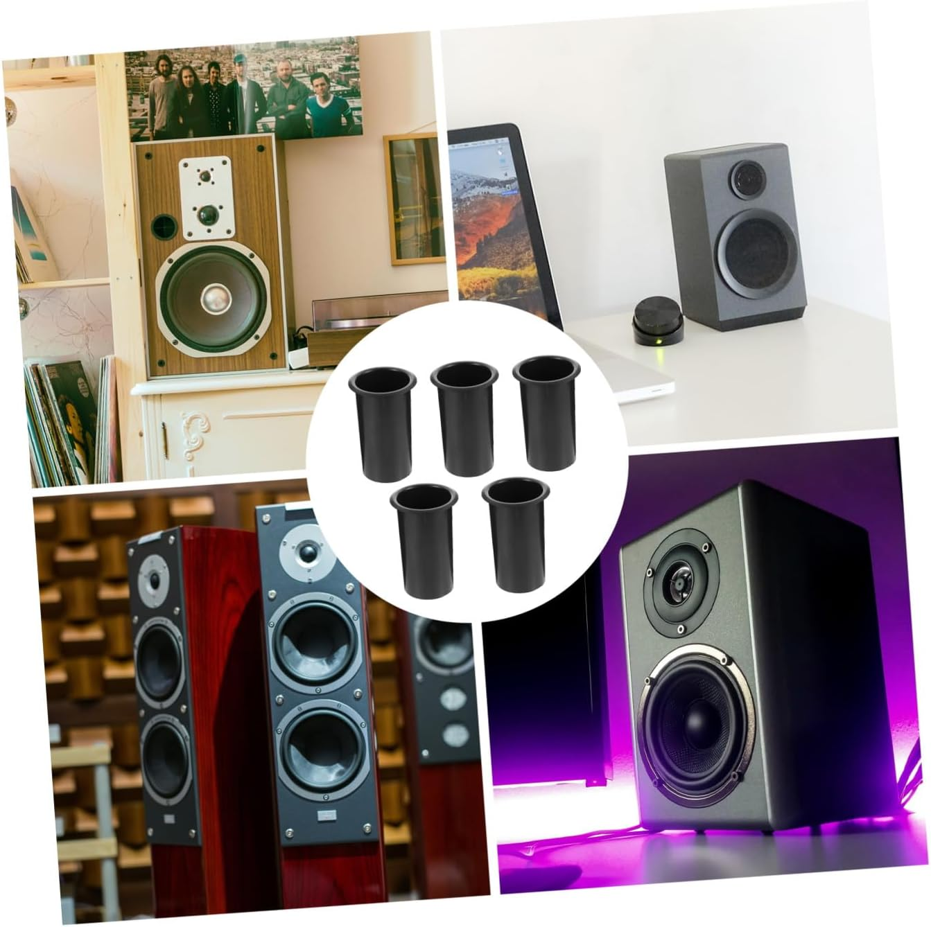 Alipis 5Pcs Plastic Subwoofer Port Tubes 60X110Mm Speaker Air Outlet Replacement Woofer Box Port Tubes for Home Audio Speaker Accessories image number 2