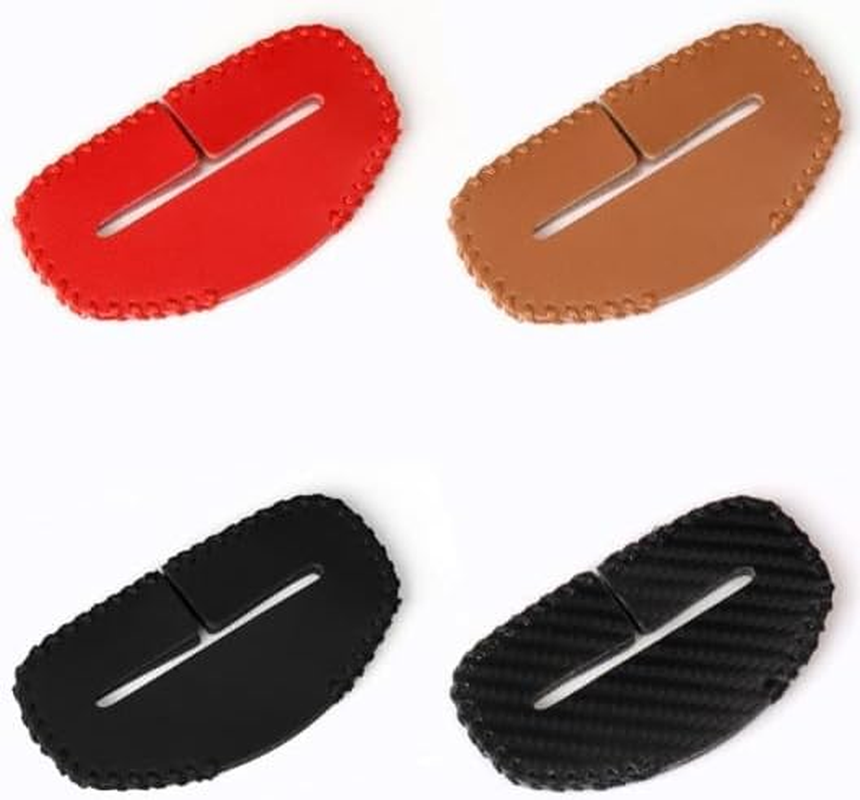 Universal Car Seat Belt Buckle Cover Leather Seatbelt Clip Protector Decoration Accessories for Most Vehicles (Red, 2PCS) image number 1