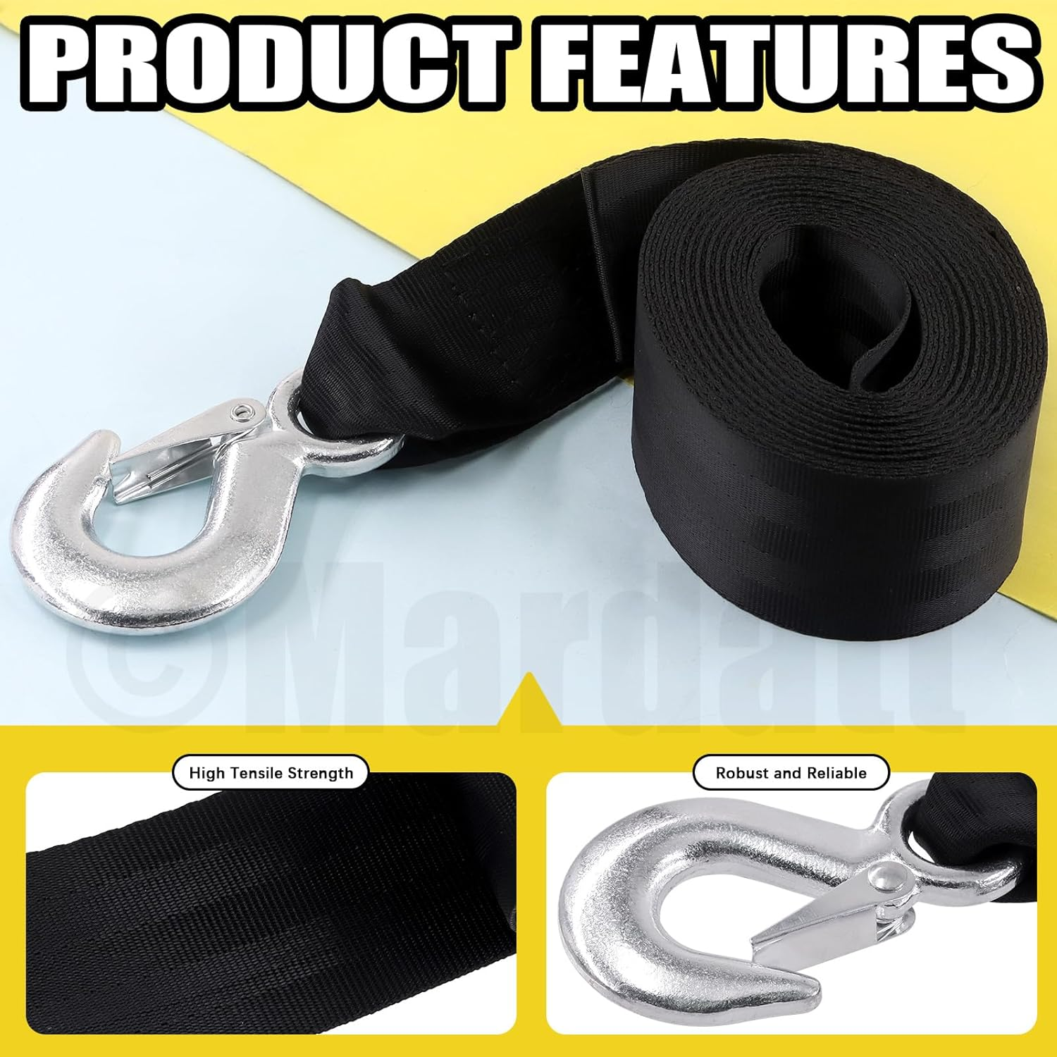 20 Feet Trailer Winch Strap with Safety Snap Hook Breaking Strength Heavy Duty Boat Winch Strap, Marine Boat Winch Strap, Trailer Strap Replacement for Towing Vehicles Boats Trailer image number 4