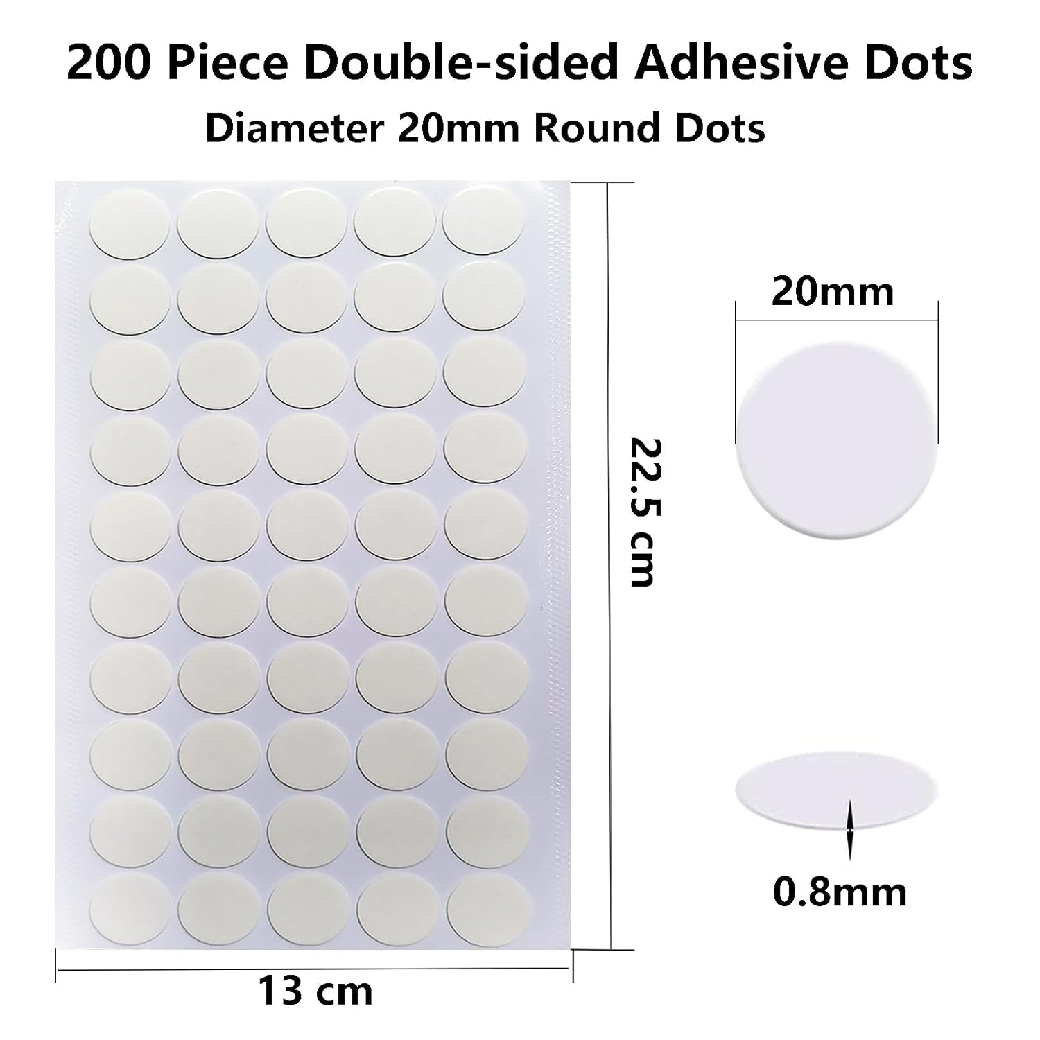 Meagtllva 200 Pieces (20Mm/0.78") Double Sided Adhesive round Stickers,Double Sided Sticky Dots,Round Clear Tape for Balloon,Crafts,Art Decoration,Wedding Decoration (20Mm-200Pcs) image number 3
