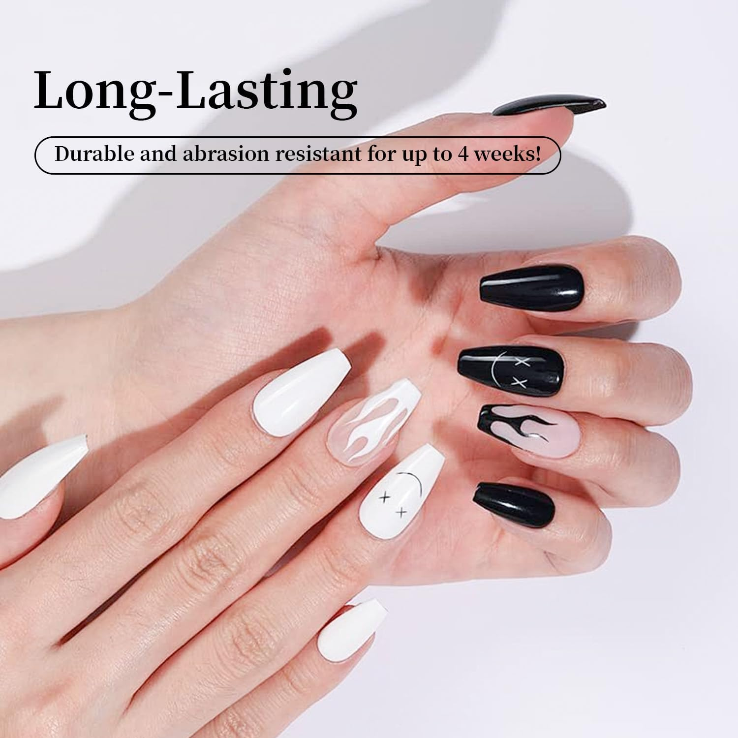 JODSONE 2Pcs Nail Polish Set 10Ml Black and White Gel Polish，Soak off LED U V Nail Gel Manicure All Seasons Polish Nail image number 1