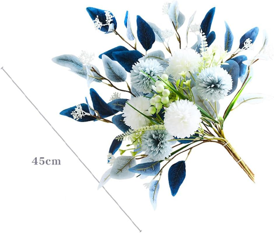 Artificial Flowers Set Hydrangea Eucalyptus Leaf Faux Plant Bulk Flower Leaf with Stems for DIY Centerpieces Wedding Party Home Decorations (Blue White) image number 4