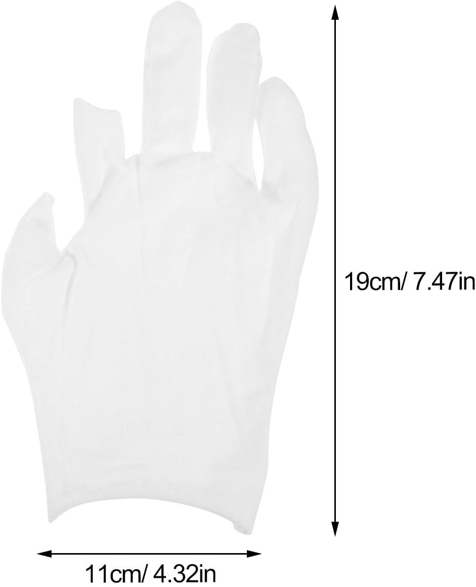Moisturizing Gloves Overnight, 12 Pairs Fingerless Cotton Gloves for Dry Hands White Cotton S for Men Women Washable Spa Inspection S image number 5