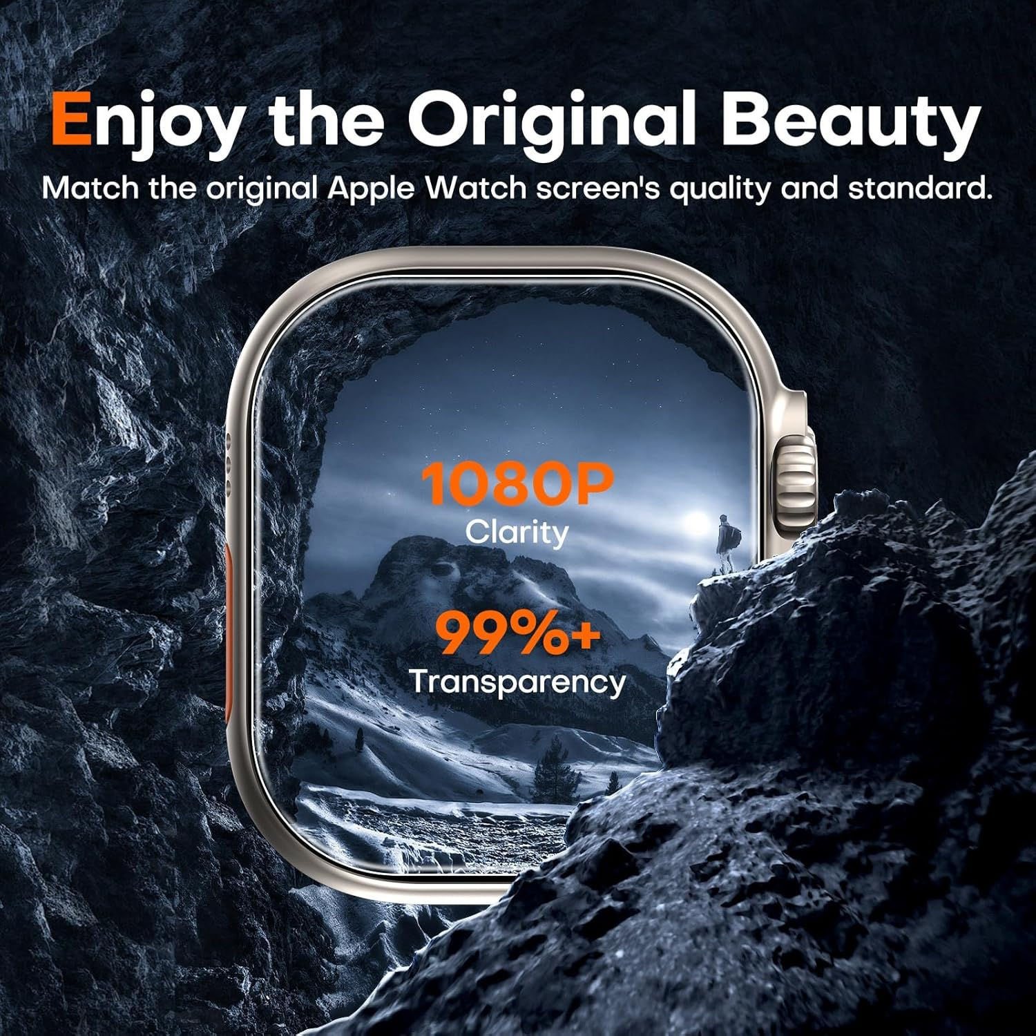 TAURI 2 Pack Screen Protector for Apple Watch Ultra 2/1 49Mm, with Auto-Installation, Tempered Glass, Scratch-Resistant,[Military Grade Protection] Film