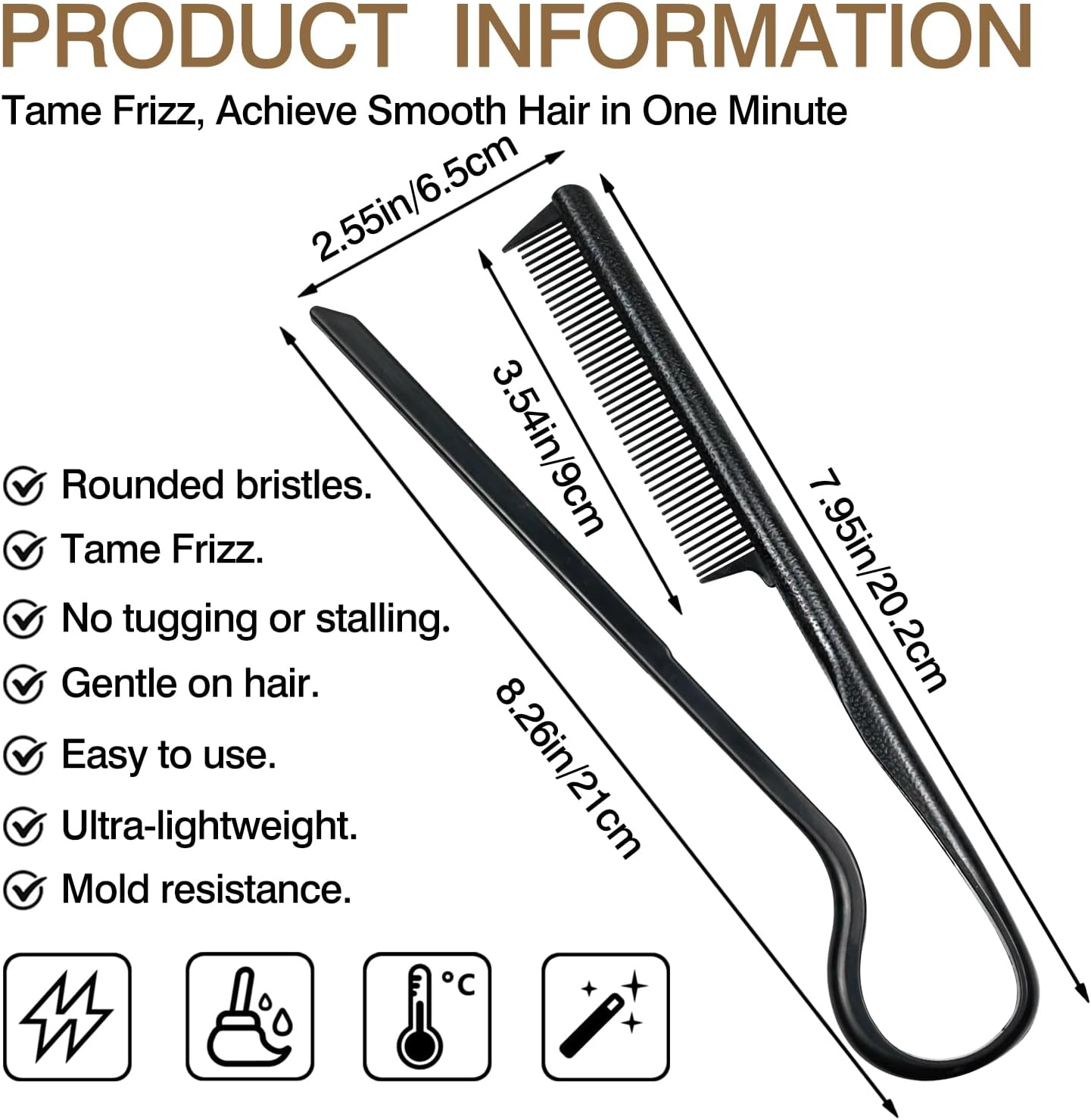 V-Shaped Hair Straightener Comb &ndash; Portable Wheat Straw Hairdressing Tool for Styling & Straightening, DIY Hairdressing Tool image number 2