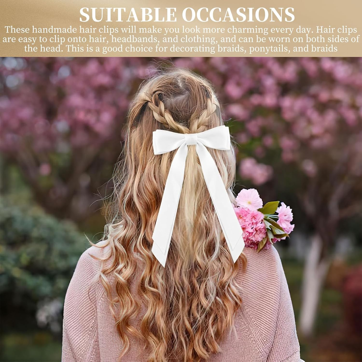 4 Pcs Long Tail Hair Bow Clips for Women, Silky Satin Big Bow Hair Barrettes, Ribbon Bowknot Clips with Tassel Claw, Ponytail Holder Slides Metal Alligator Hair Clips for Hair Accessories, 4 Colors image number 3
