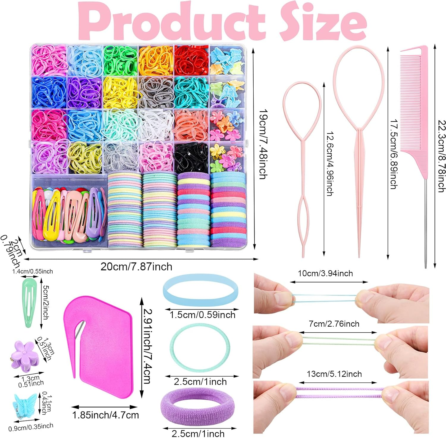 Pack of 1650 Hair Bobbles Small Colours Mini Hair Bobbles Hair Bands Thin Elastic Hair Band with Comb for Girls Women image number 1