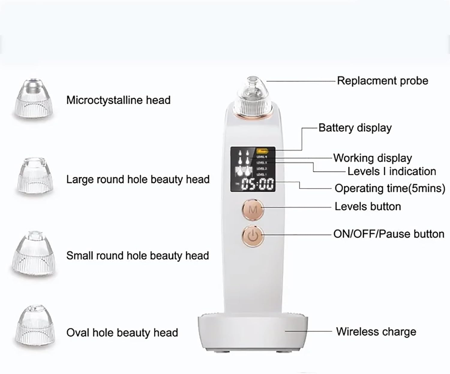 Blackhead Extractor Tool, Blackhead Instrument with 30W HD Camera, Blackhead Remover Pore Vacuum, Connect with Smartphone/4 Suction Power/4 Probes/Real-Time Skin Screen, for Salon Personal Home image number 3