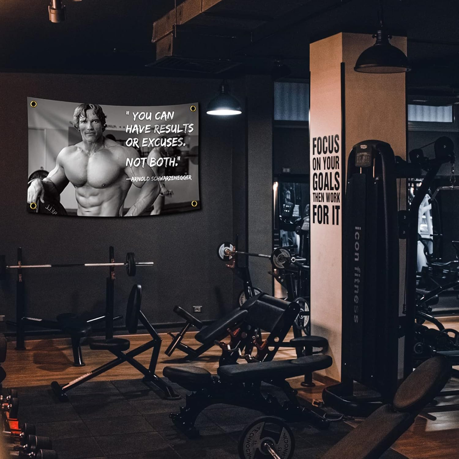 Arnold Schwarzenegger You Can Have Results or Excuses. Not Both. 3X5 Feet Flag Inspirational Poster Durable Man Cave Wall Flag with Brass Grommets This Beautiful Entertaining Banner Flag for College - Blue image number 4
