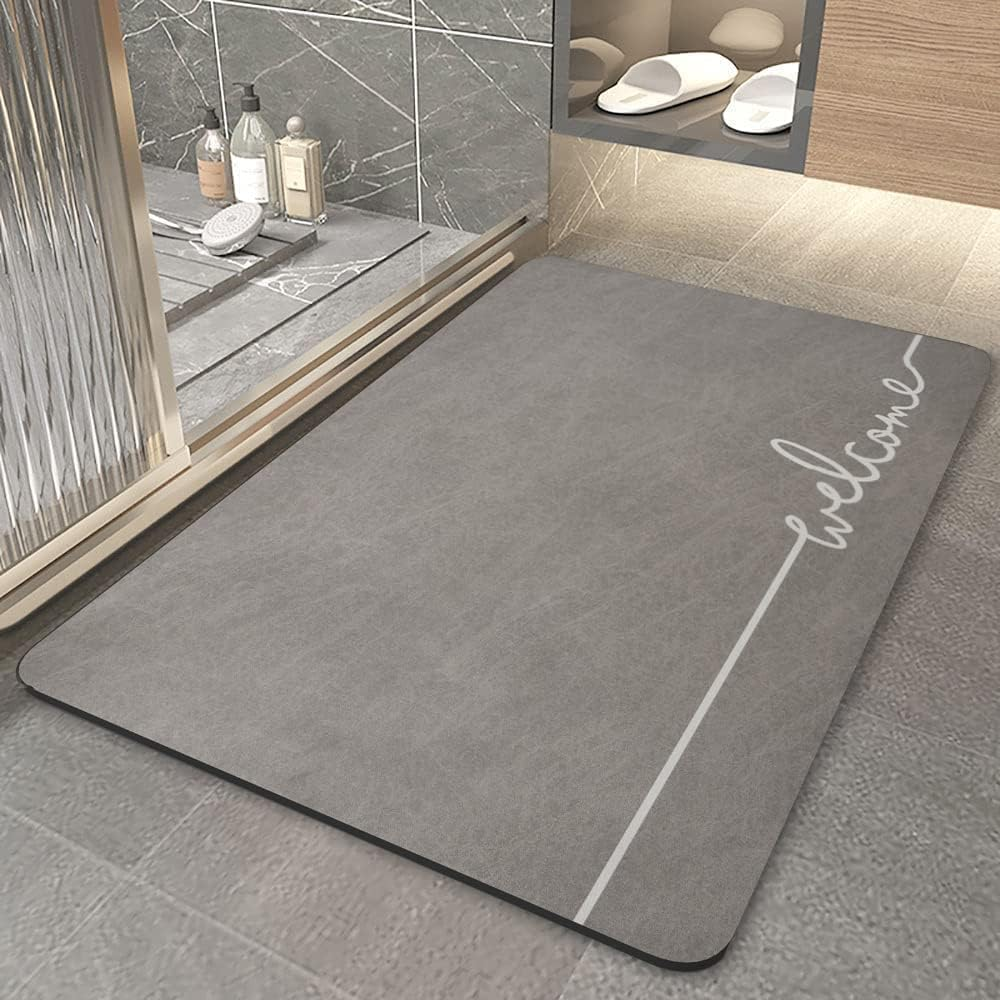 Super Absorbent Floor Mat, Bath Mat Rug Rubber Non Slip Quick Dry Super Absorbent Thin Bathroom Rugs Fit under Door-Washable Bathroom Floor Mats-Shower Rug for in Front of Bathtub (40 * 60Cm) image number 5