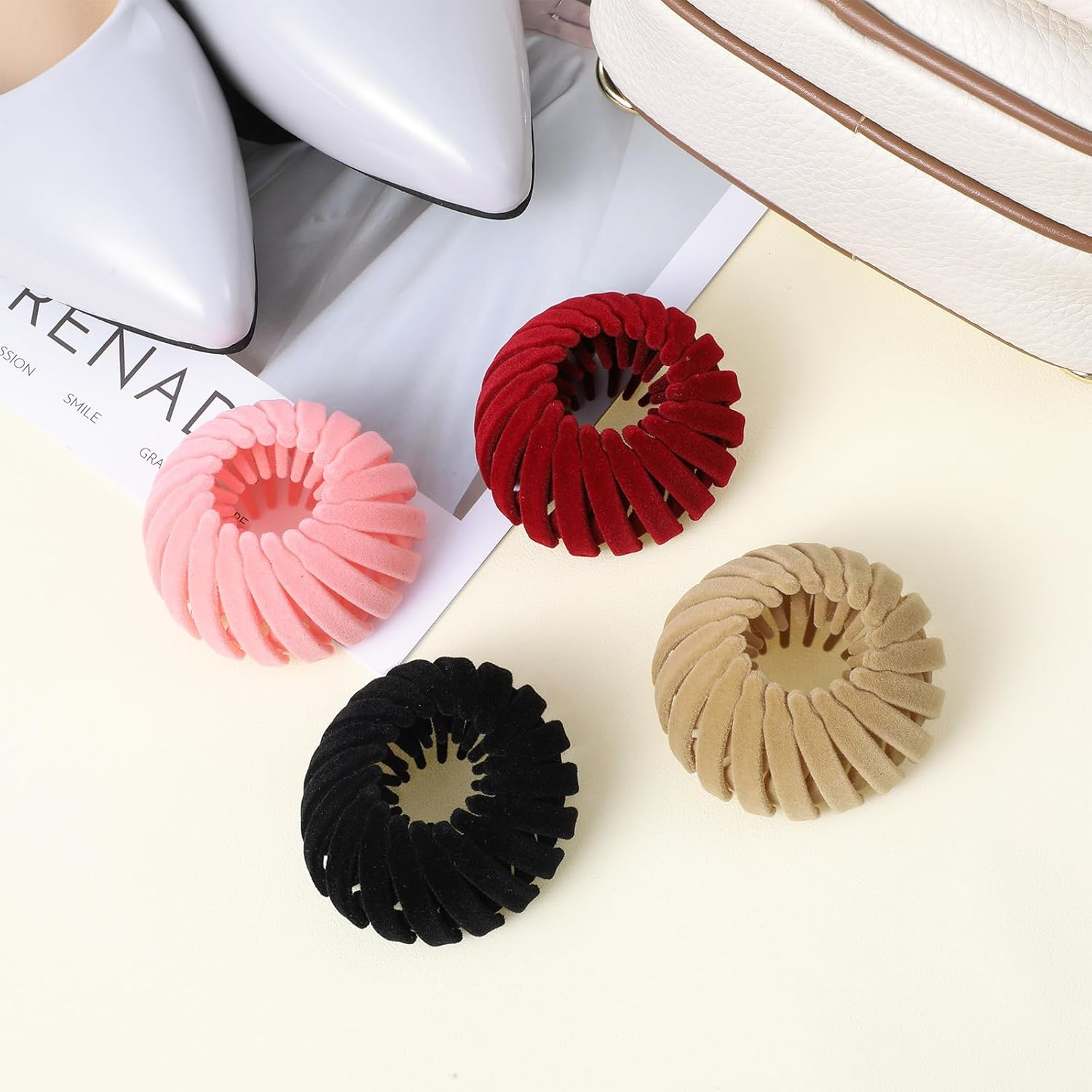 Oruola 4Pcs Bird Nest Hair Clip,Expandable Birds Nest Hair Clip for Women and Girls,Velvet Fabric Hair Nest for Women, Anti-Skid Design, Compatible with Thin and Thick Hair image number 6