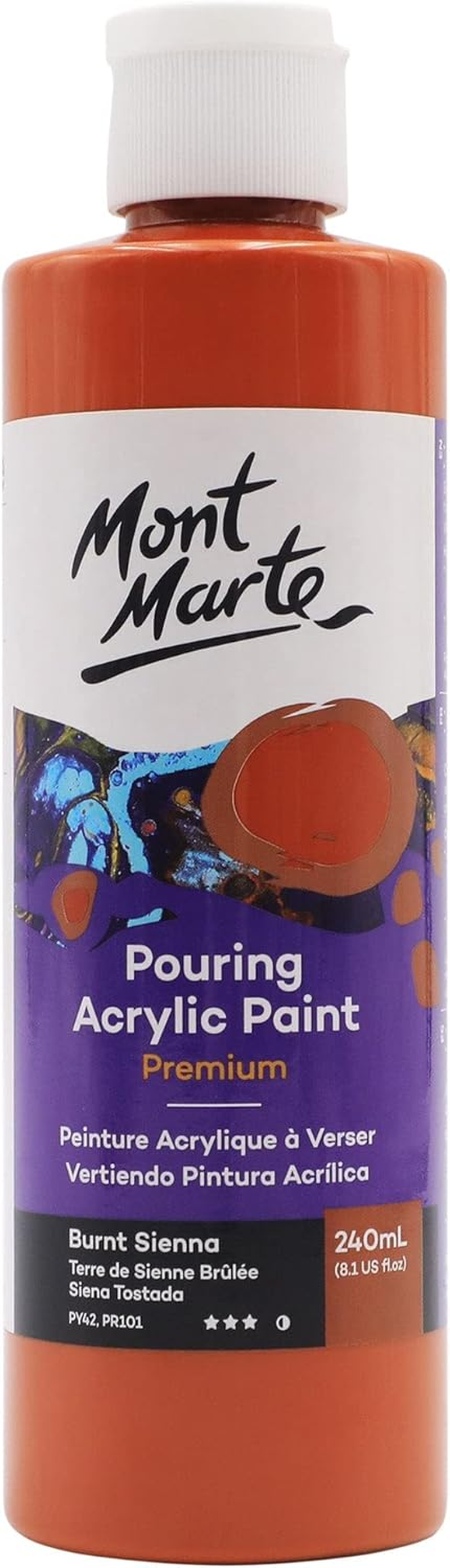 MONT MARTE Premium Pouring Acrylic Paint, 240Ml (8.11Oz), Lamp Black, Pre-Mixed Acrylic Paint, Suitable for a Variety of Surfaces Including Stretched Canvas, Wood, MDF and Air Drying Clay image number 2
