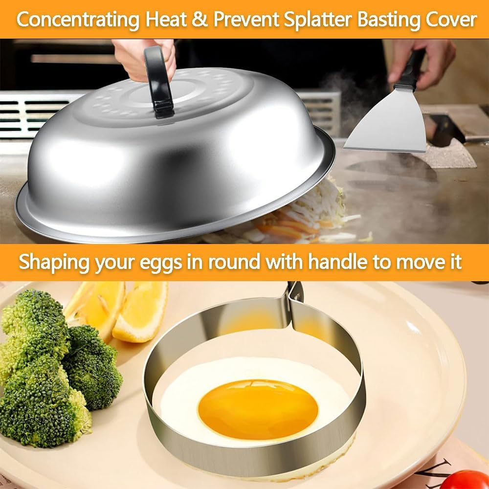 29PCS Griddle Accessories Kit for Blackstone & Camp Chef &ndash; Flat Top Grill Tools Set with Spatulas, Burger Press, Melting Dome, Scraper, Tongs, Bottles & Carry Bag &ndash; BBQ Gift for Men image number 5