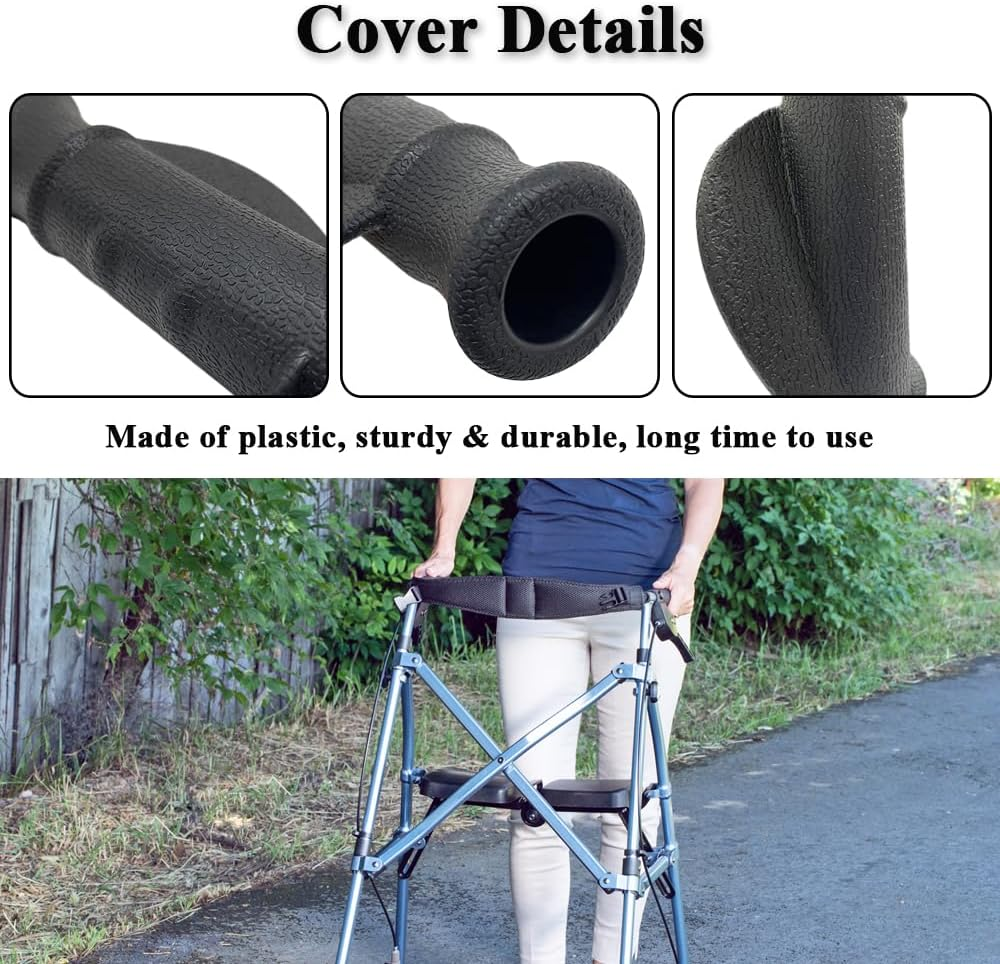 Rollator Hand Grip for Rolling Walker Replacement - Elderly & Disabled Patient Handgrips Accessories, 7/8", 2 Pcs (Black-A) image number 3