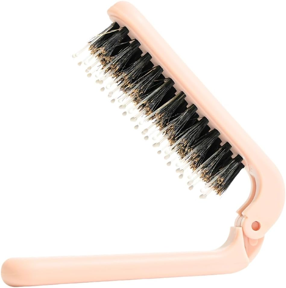 Uffy Minipop Travel Hair Brush &ndash; Mini Folding Boar Bristles for Women, Men & Kids | Kid-Friendly Portable Purse Brush for Wet & Dry Hair, Curly or Straight | Pocket-Size Detangler &ndash; Baby Blue