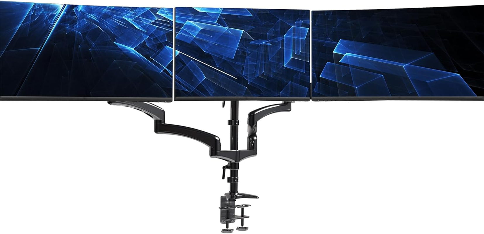 VIVO Dual Arm Computer Monitor Desk Mount with Pneumatic Height Adjustment, Full Articulation, Vesa Stand with C-Clamp and Grommet, Holds 2 Screens up to 32 Inches (Stand-V002K)