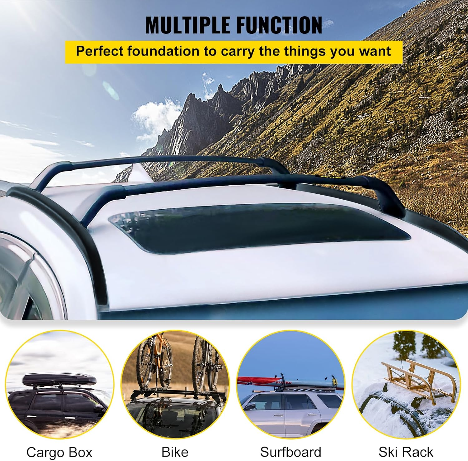 VEVOR Roof Rack Rail Cross Bar for CX-5 CX5 2017-2019, 165 LBS Capacity Aluminum Roof Rails Crossbars Replacement, Heavy Duty Cross Bars Cargo Carrier, Black image number 3