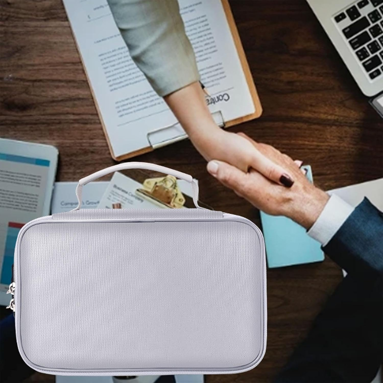 Fireproof Document Bag, Insulated Document Storage, Fireproof Passport Holder, Fireproof Document Box, Large Waterproof Fireproof File Box with Lock, Intelligent Organisation, Secured De image number 4