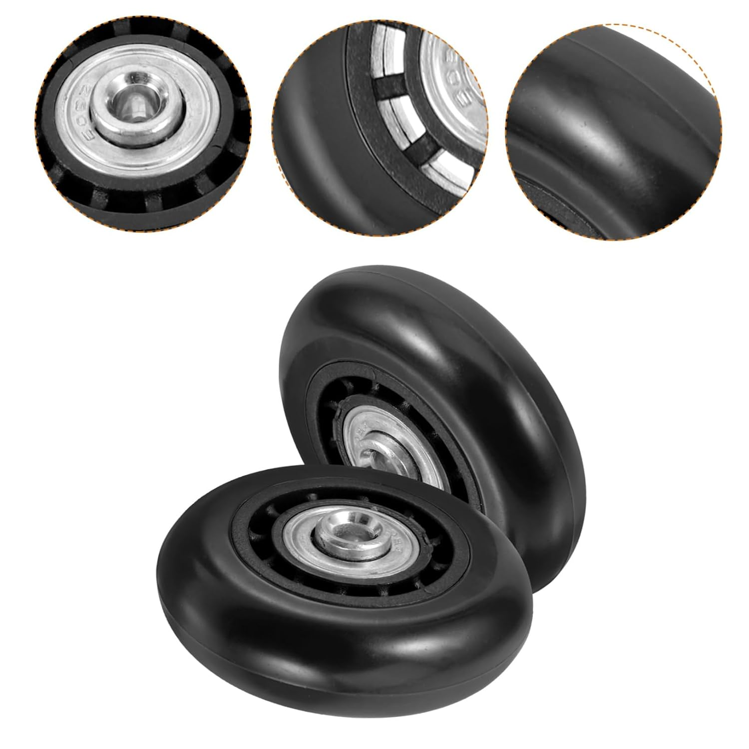 CHILDWEET 2Pcs Luggage Wheels Replacement Kit Metal Bearing Shaft 60X23Mm Swivel Caster Wheels for Suitcase Travel Bag Universal Repair Accessories image number 6