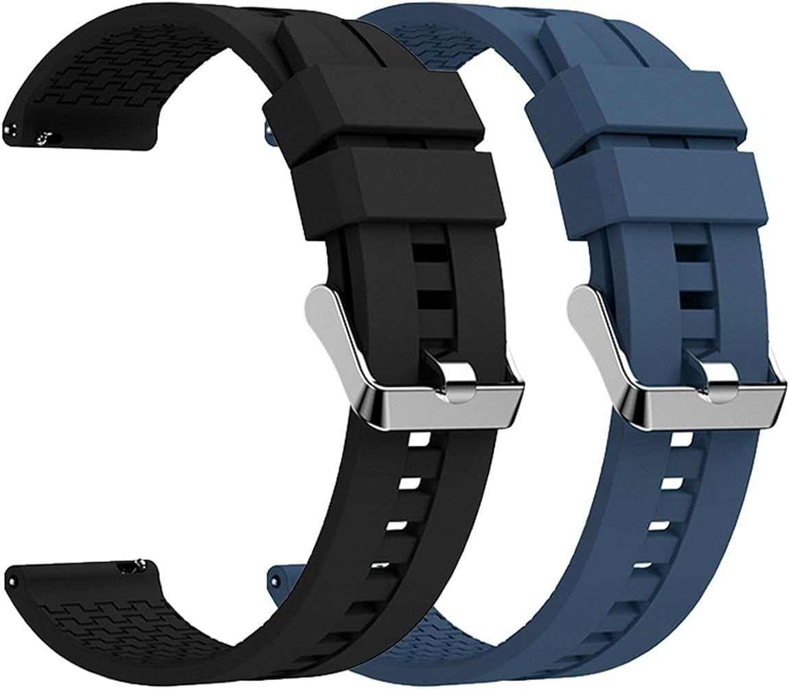 2 Pack Bands for Garmin Approach S50,Sport Silicone Band for Garmin Approach S50 Women Men,20Mm Soft Silicone Waterproof Replacement Smartwatch Strap,Adjustable Wristband,Black+Blue