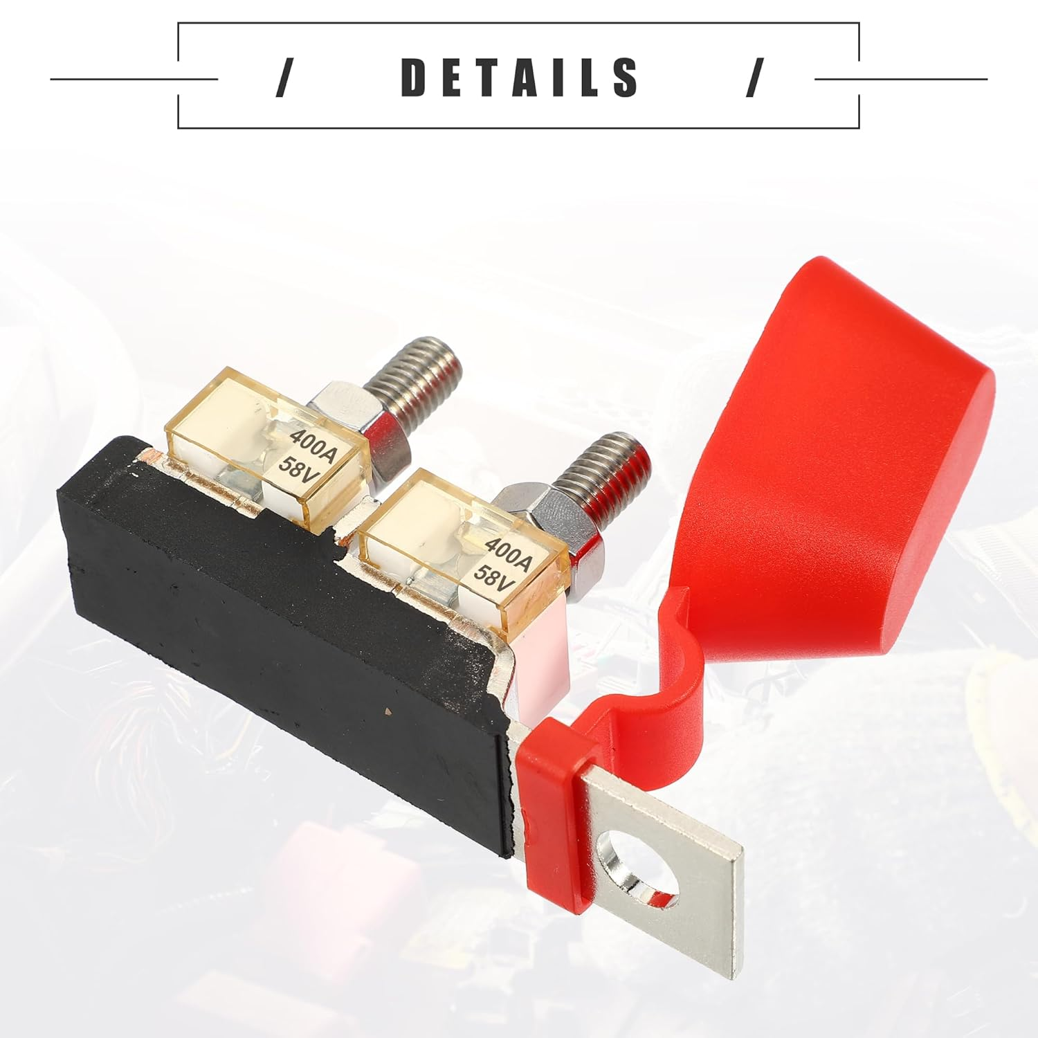 X AUTOHAUX 400A MRBF Terminal Fuse Block Kit, Double Studs Max Voltage 58V for Car Marine Boat RV, Plastic, Black, 1 Set image number 1