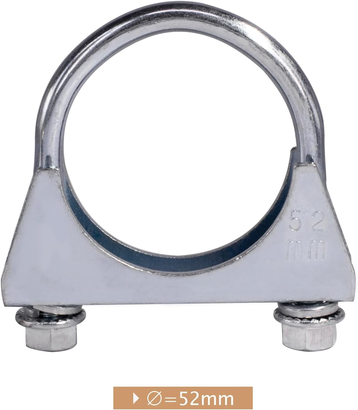 Pack of 2 M8 Pipe Clamp Diameter 52-80 Mm Special Clamp for Exhaust Pipe U-Shaped Galvanised Pipe Clamp (52 Mm) image number 2