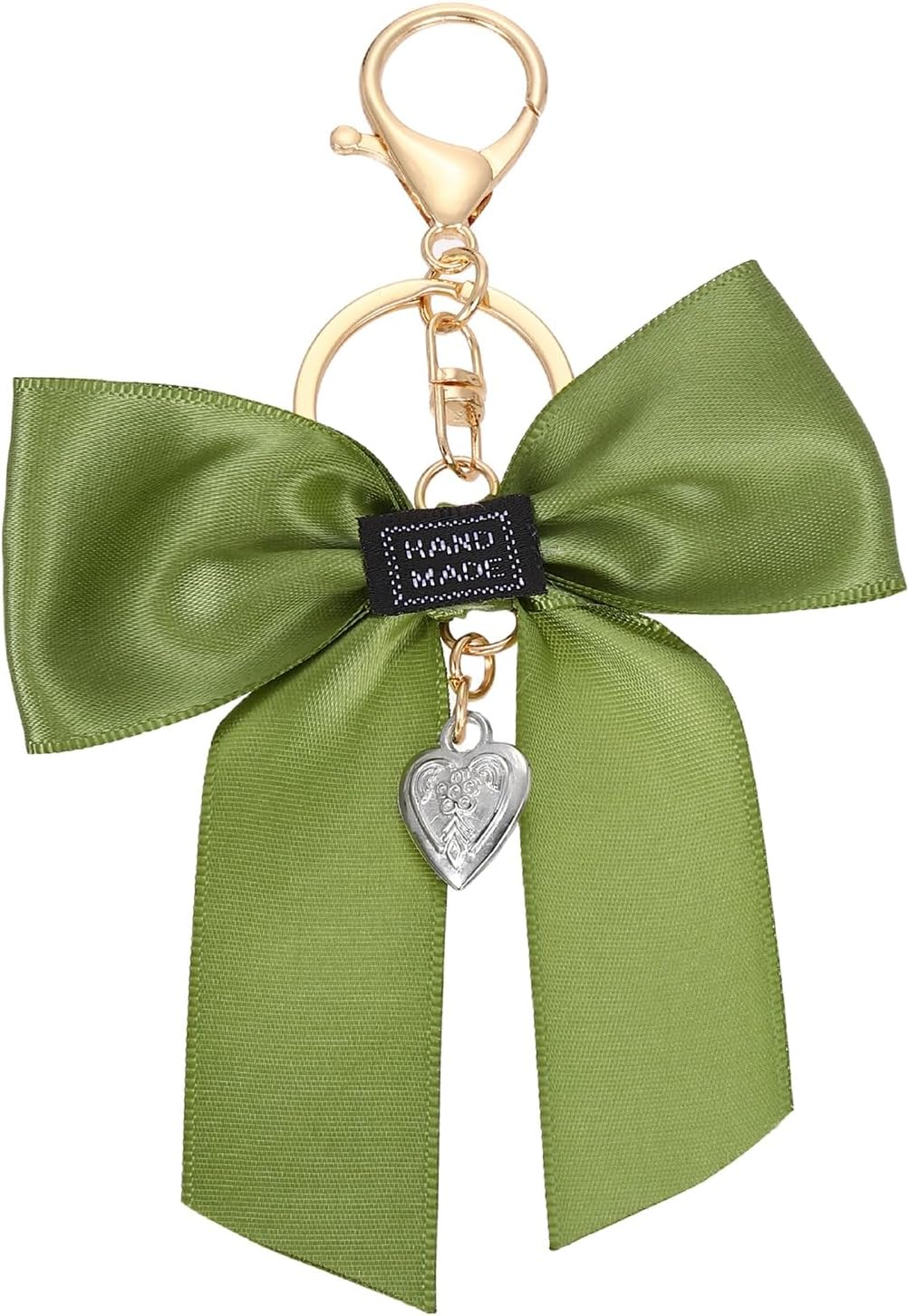Uxcell Bow Knot Keychain, Cute Bag Charm Keyring, Bow Accessories for Women Purse, Backpack, Car Key, Phone Decoration (Green with Heart) image number 4