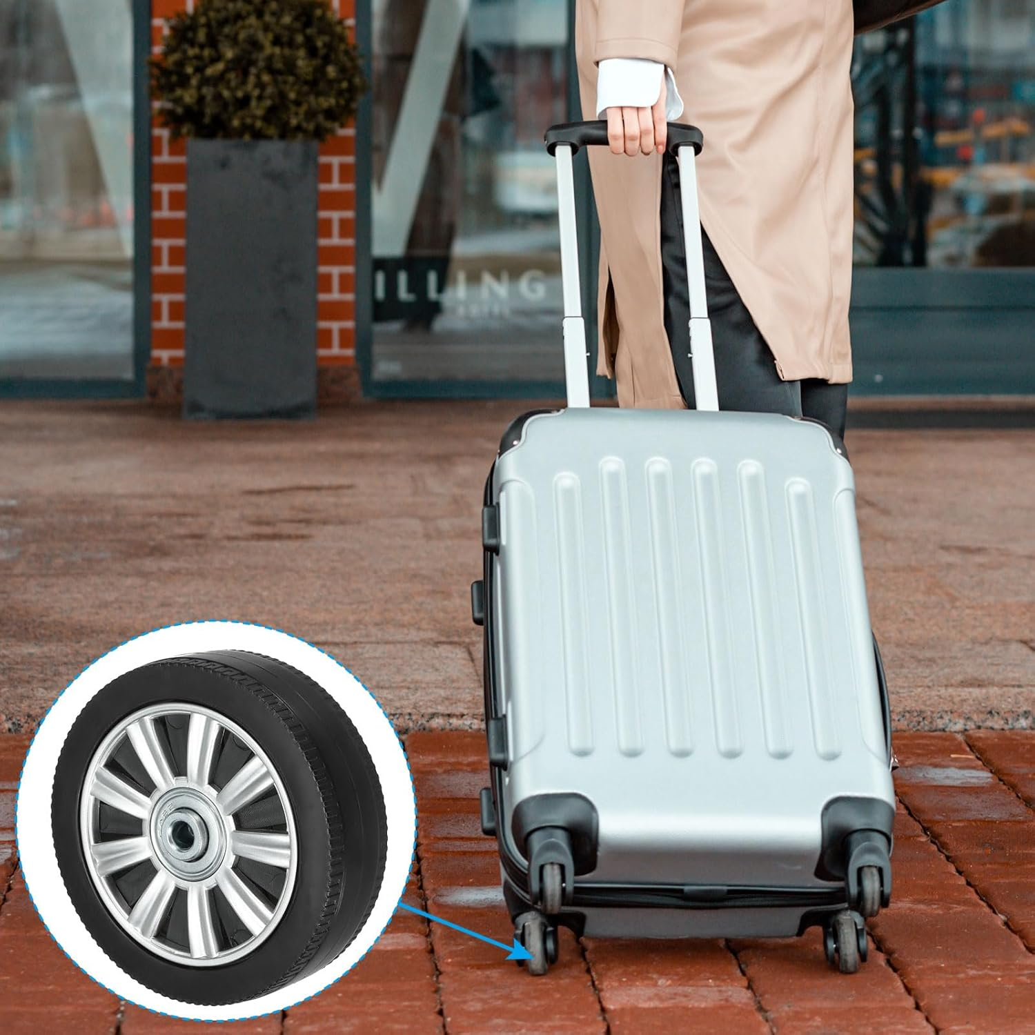 Uxcell Replacement Luggage Suitcase Wheels Repair Kit, 81Mmx24Mm Wear-Resistant 360 Swivel Caster Wheels image number 3