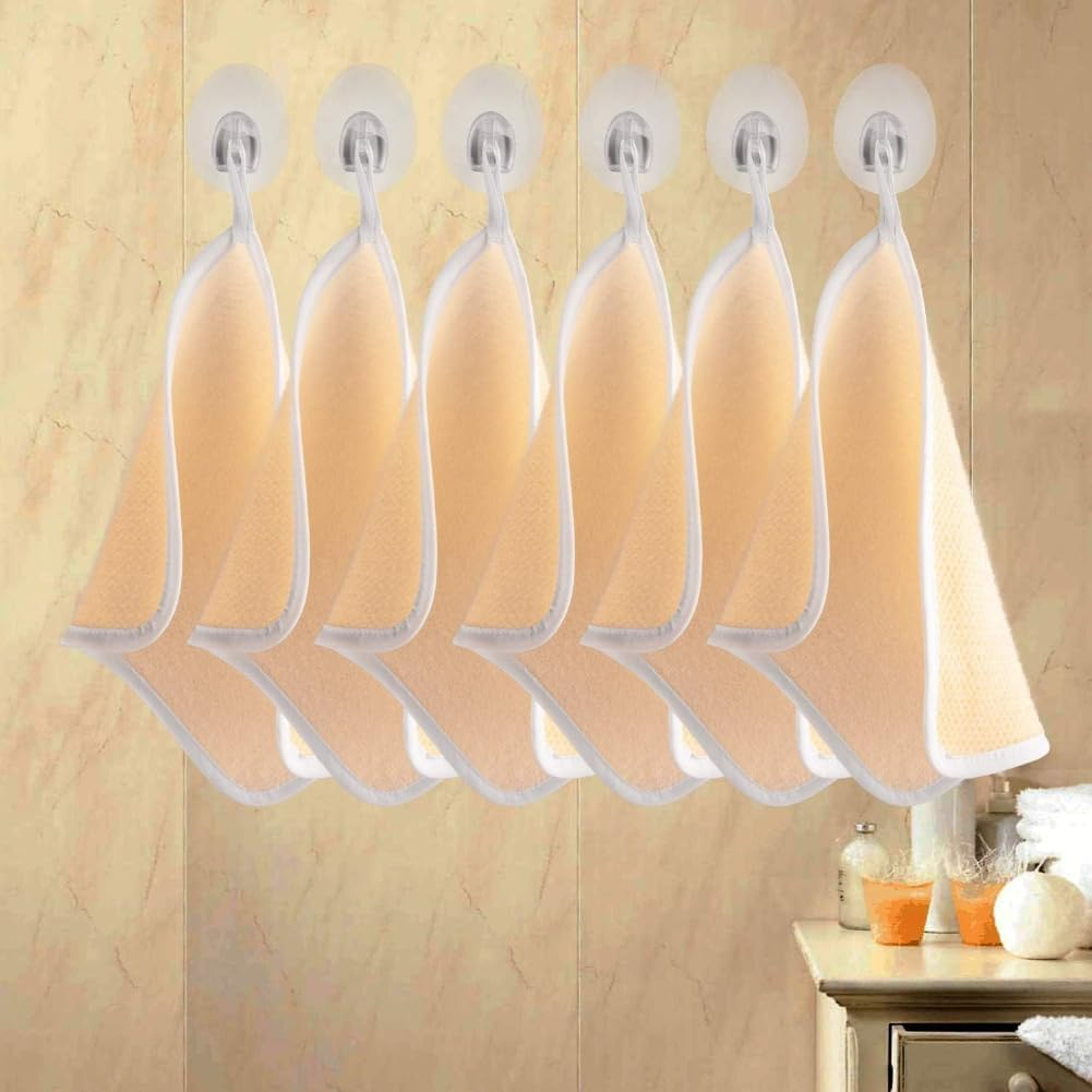 6 Pack Exfoliang Face and Body Wash Bath Scrub Soft Weave Bath Towel Massage Cloth for Women and Man, Two Sides image number 3