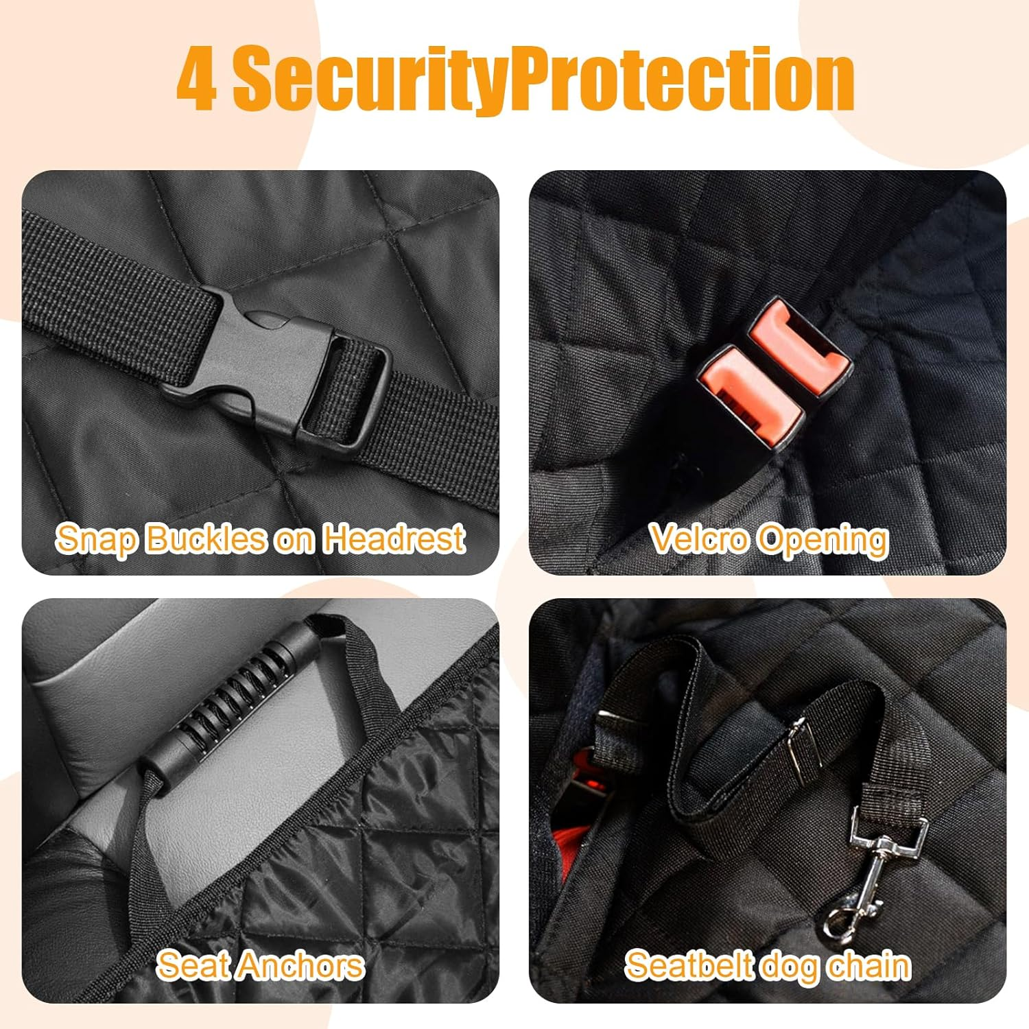 Dog Car Seat Cover for Pets 100% Waterproof Scratch Proof Nonslip Dog Hammock for Car with Side Flap 600D Heavy Duty Soft Back Seat Covers for Cars Trucks and Suvs image number 2